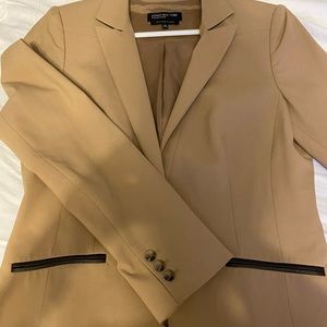 Tan blazer with beautiful leather detail